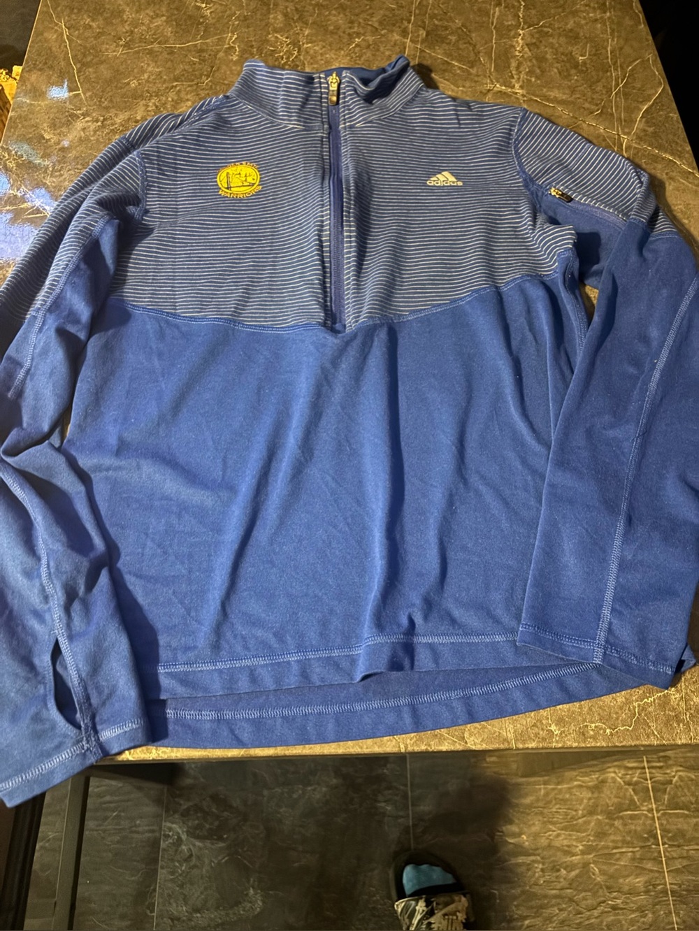 adidas Men’s Navy and Royal Blue Quarter-Zip Pullover